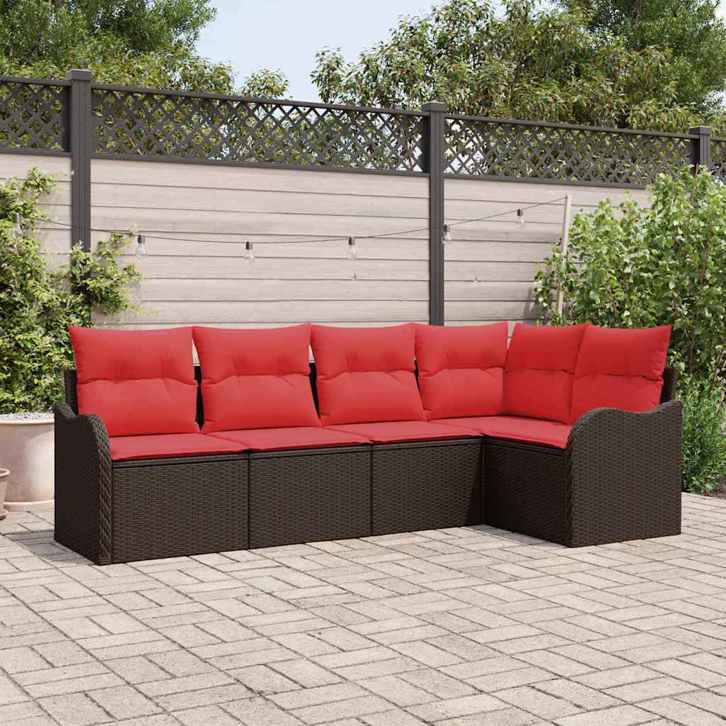vidaXL Tuin Sofa Set 5 pcs Bruin poly rattan