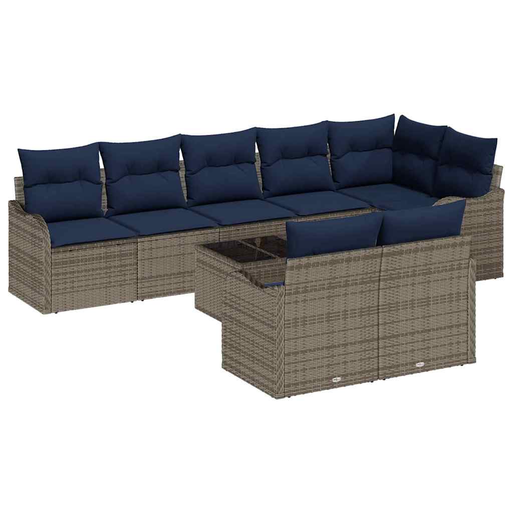 vidaXL Tuin Sofa Set 8 st Grijs poly rattan