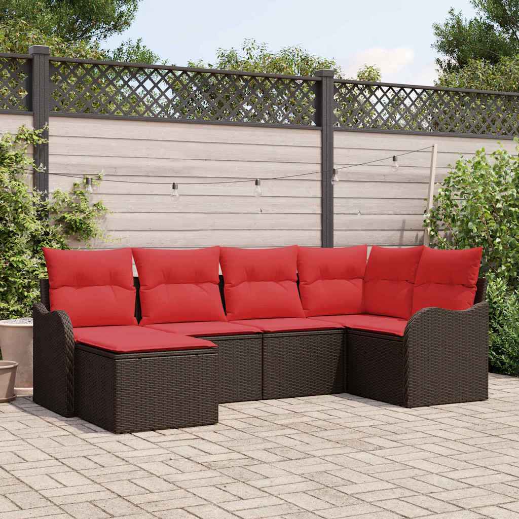 vidaXL Tuin Sofa Set 6 pcs Bruin poly rattan