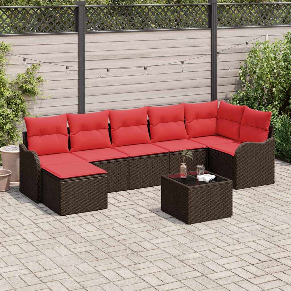 vidaXL Tuin Sofa Set met kussen 7 pcs Bruin Poly riet