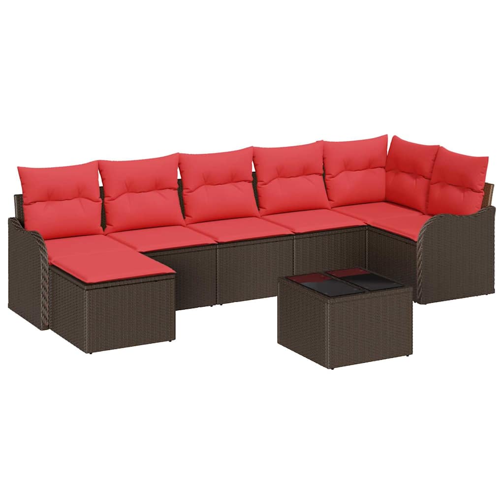 vidaXL Tuin Sofa Set met kussen 7 pcs Bruin Poly riet