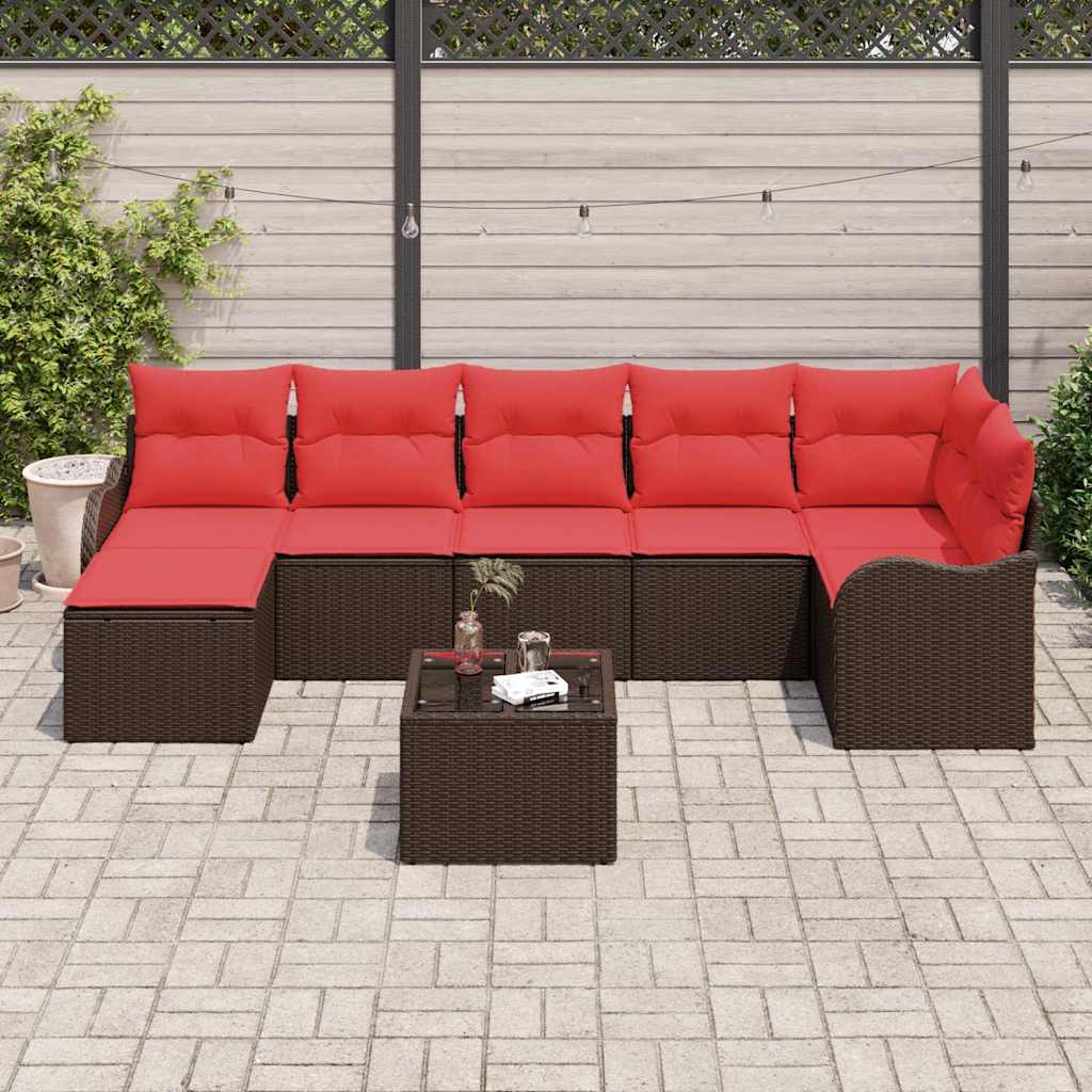 vidaXL Tuin Sofa Set met kussen 7 pcs Bruin Poly riet