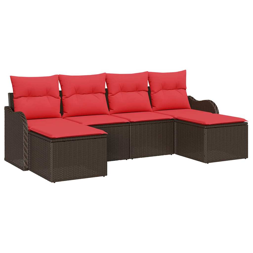 vidaXL Bankstel met kussen 6 pcs Bruin Polyester