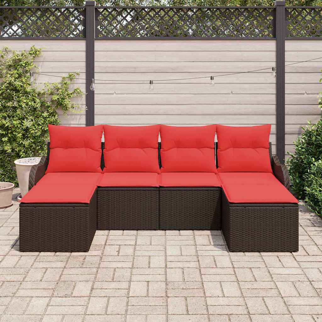 vidaXL Bankstel met kussen 6 pcs Bruin Polyester