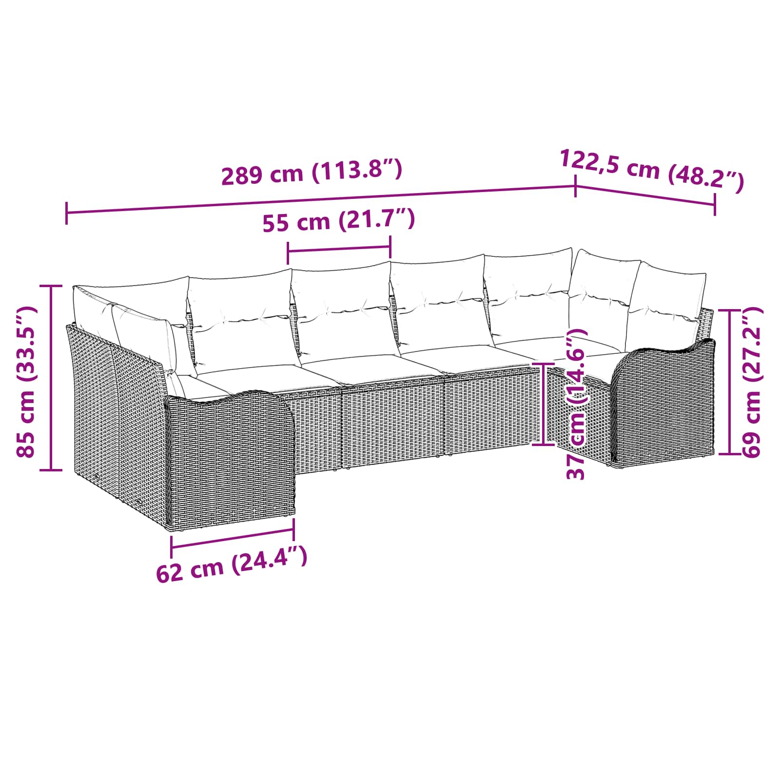 vidaXL Tuin Sofa Set Bruin poly rattan