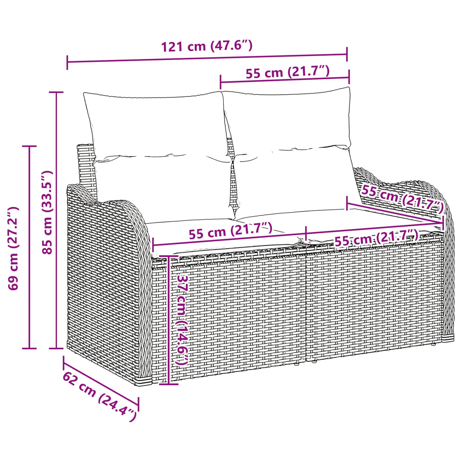vidaXL Tuin Sofa Set Bruin poly rattan