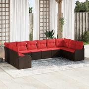 vidaXL Bankstel met kussen 10 pcs Bruin Polyester