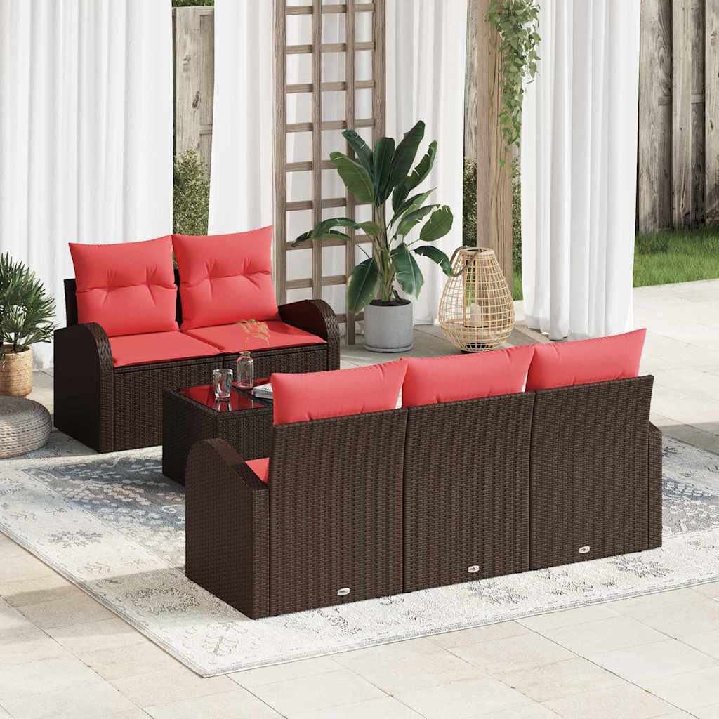 vidaXL Bankstel met kussen 6 pcs Bruin Polyester