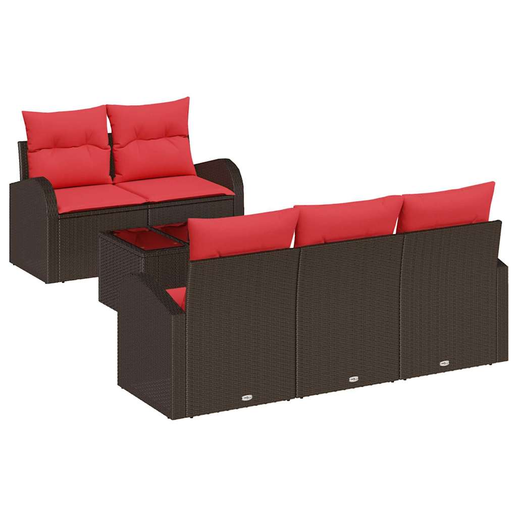 vidaXL Bankstel met kussen 6 pcs Bruin Polyester