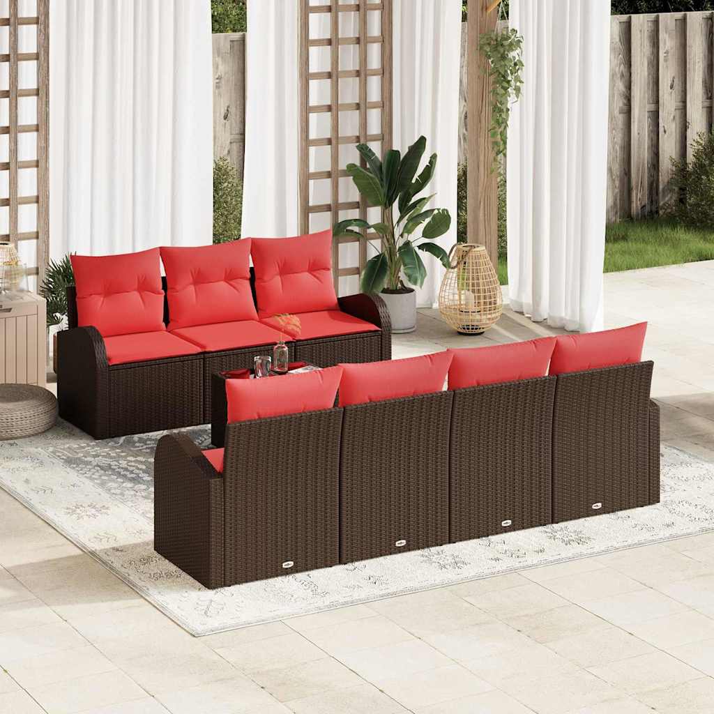vidaXL Bankstel 8 pcs Bruin en Rood Polyester