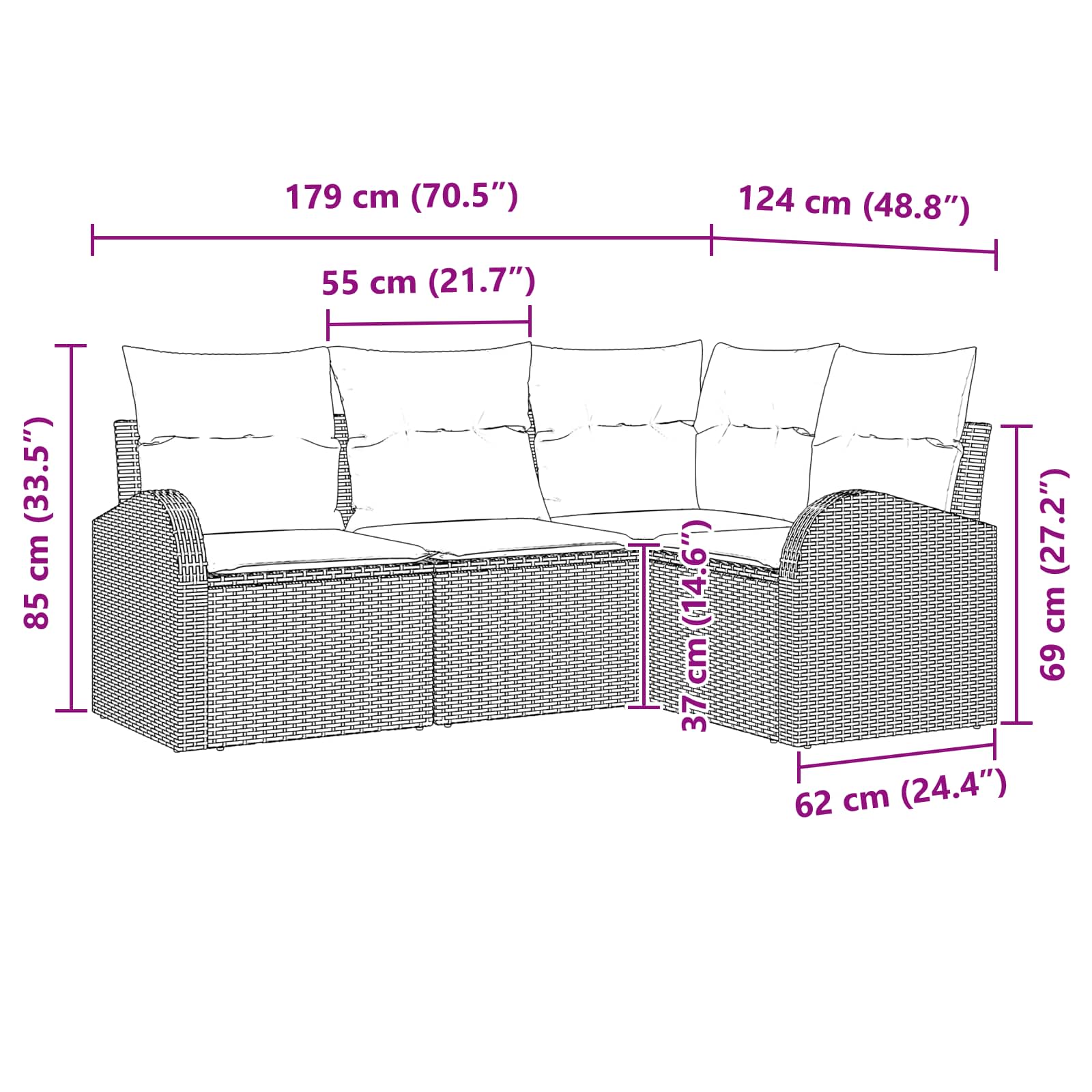 vidaXL Tuin Sofa Set Bruin poly rattan