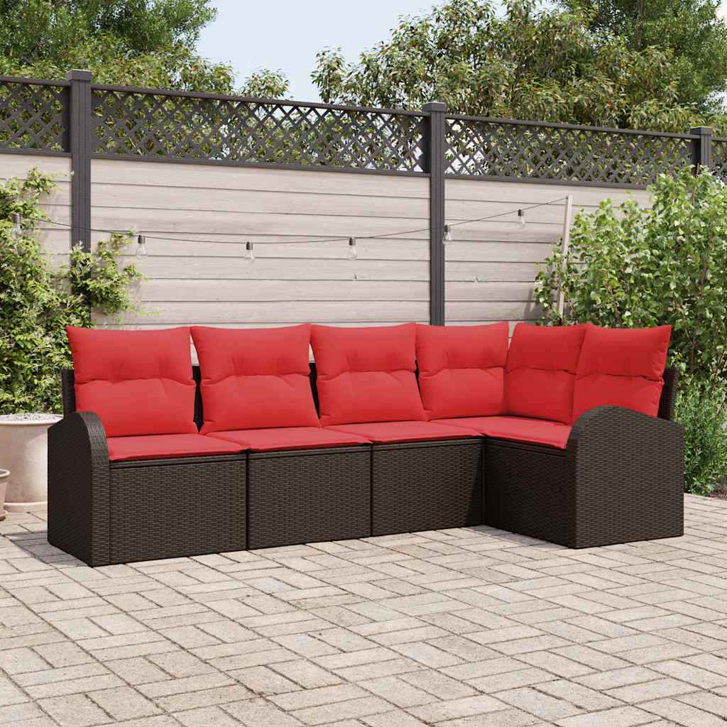 vidaXL Tuin Sofa Set 5 pcs Bruin poly rattan