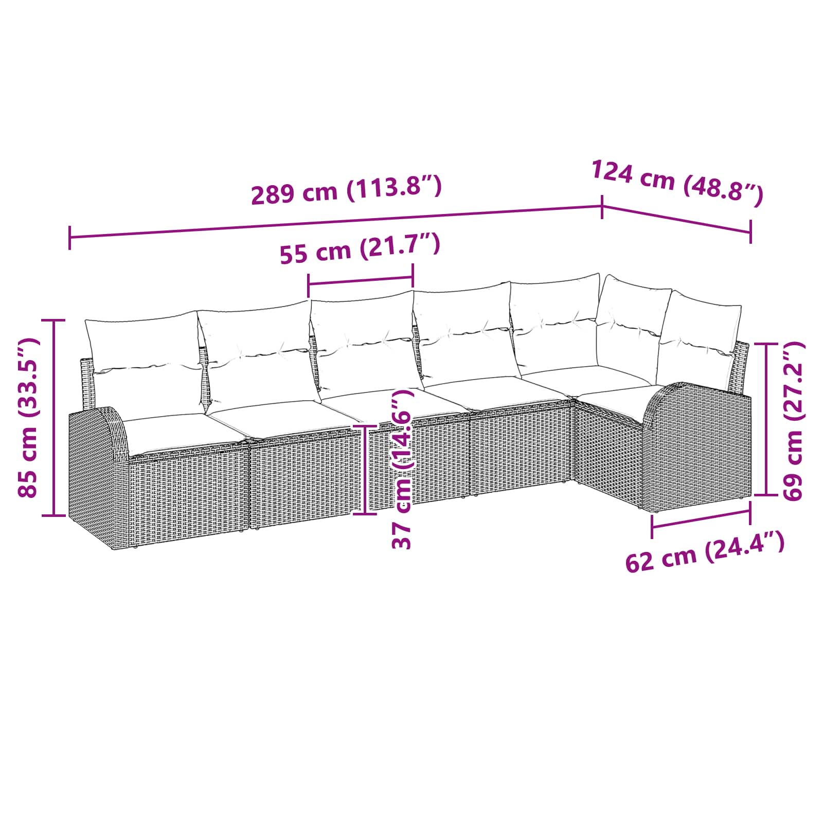 vidaXL Tuin Sofa Set Bruin poly rattan