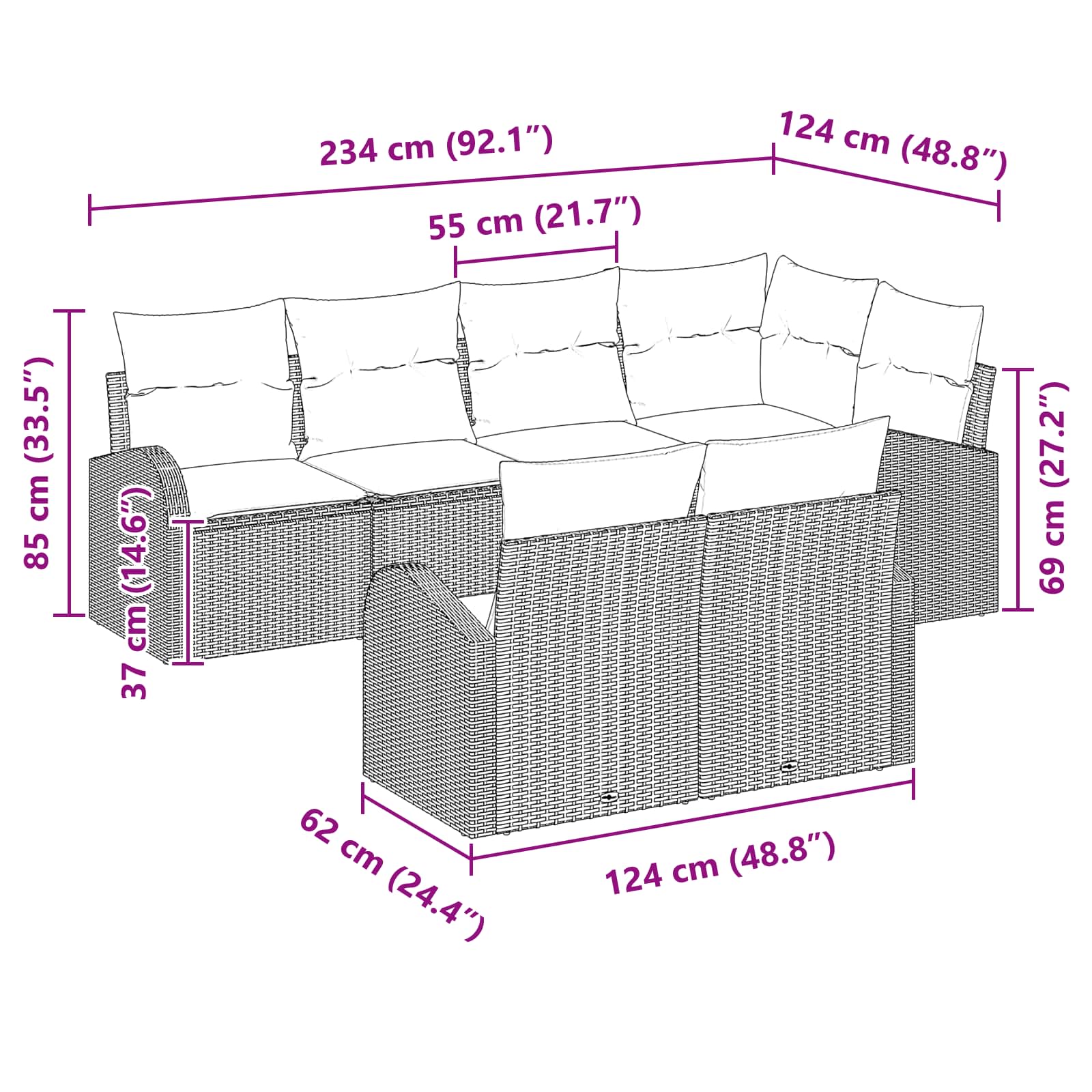 vidaXL Tuin Sofa Set Bruin poly rattan