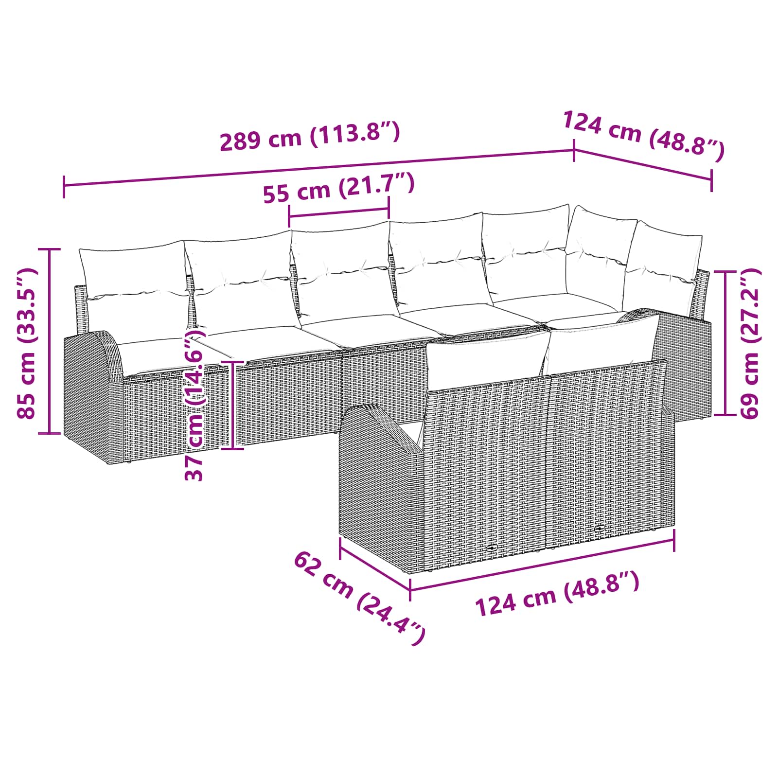 vidaXL Tuin Sofa Set Bruin poly rattan