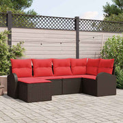 vidaXL Tuin Sofa Set met kussen 6 pcs Bruin Poly Rattan