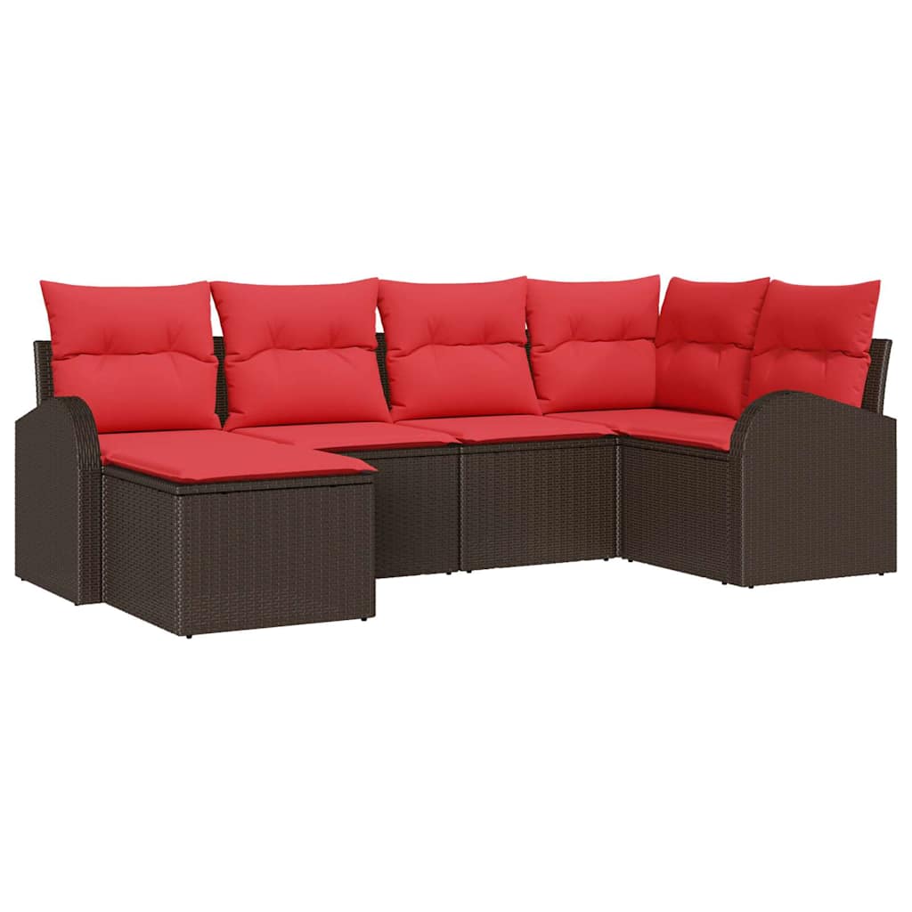 vidaXL Tuin Sofa Set met kussen 6 pcs Bruin Poly Rattan