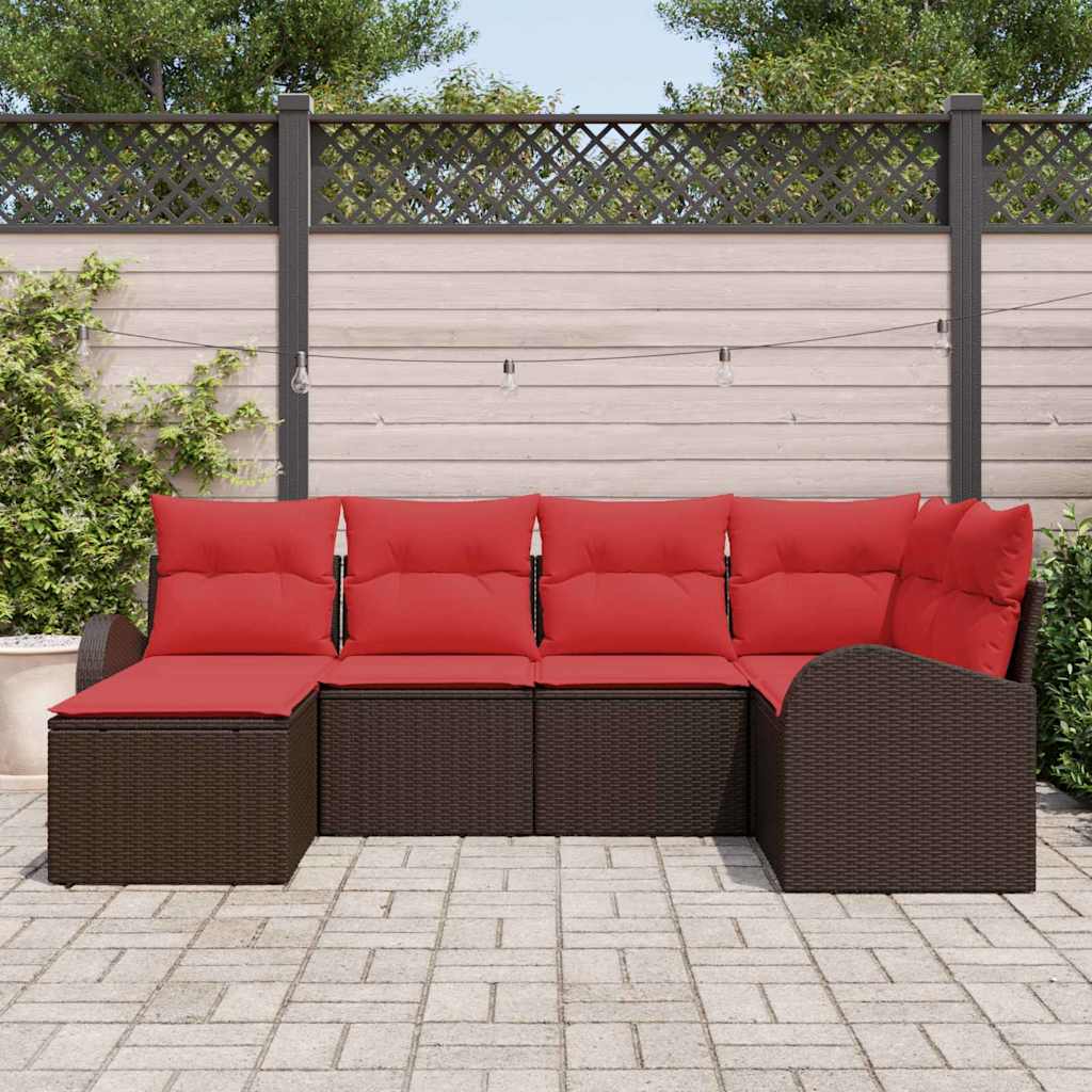 vidaXL Tuin Sofa Set met kussen 6 pcs Bruin Poly Rattan