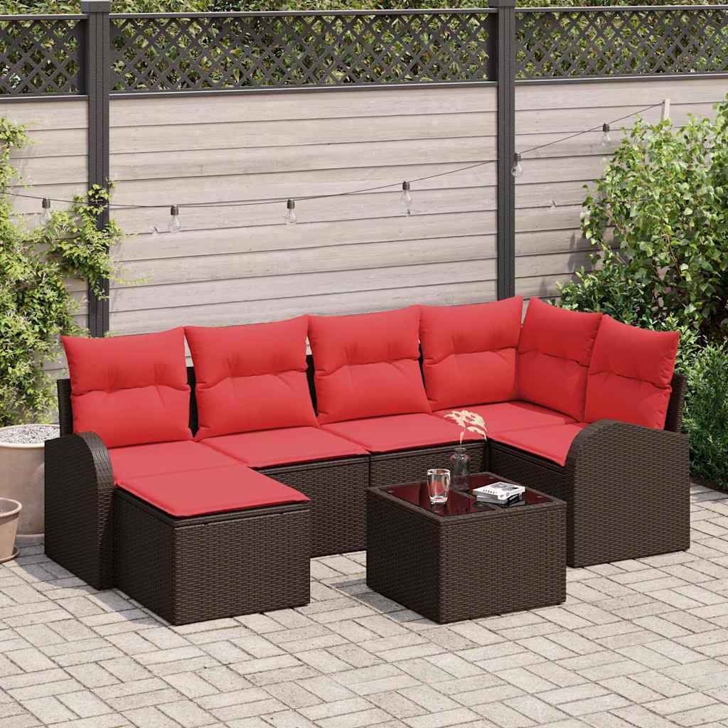 vidaXL Tuin Sofa Set met kussen 6 pcs Bruin Poly Rattan