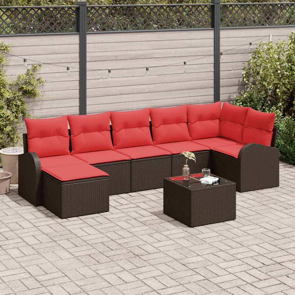 vidaXL Tuin Sofa Set met kussen 7 pcs Bruin Poly riet