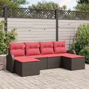 vidaXL Tuin Sofa Set met kussen 6 pcs Bruin Poly Rattan