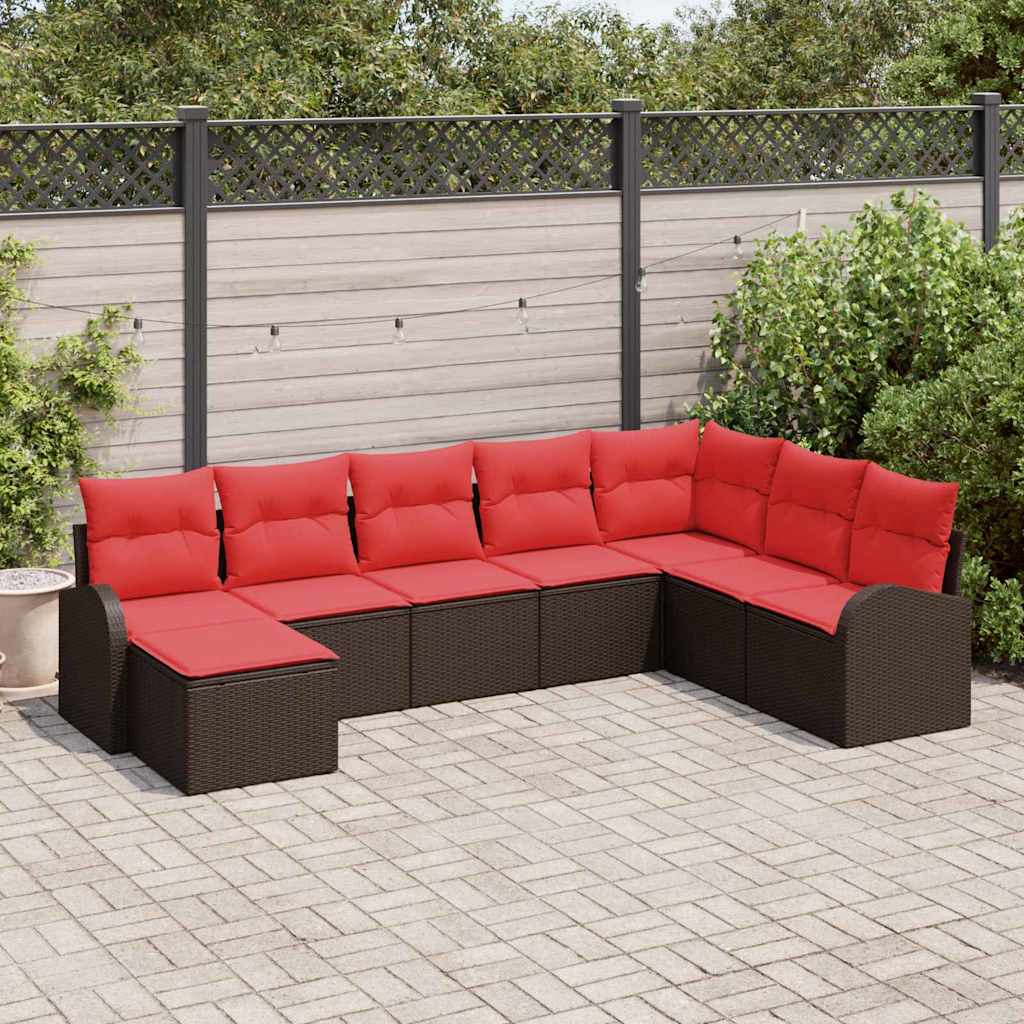 vidaXL Tuin Sofa Set 8 pcs Bruin Poly riet