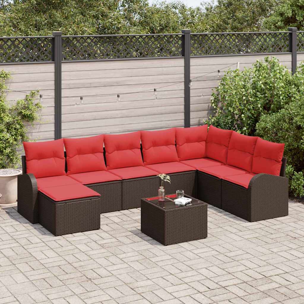 vidaXL Tuin Sofa Set 8 pcs Bruin Poly riet
