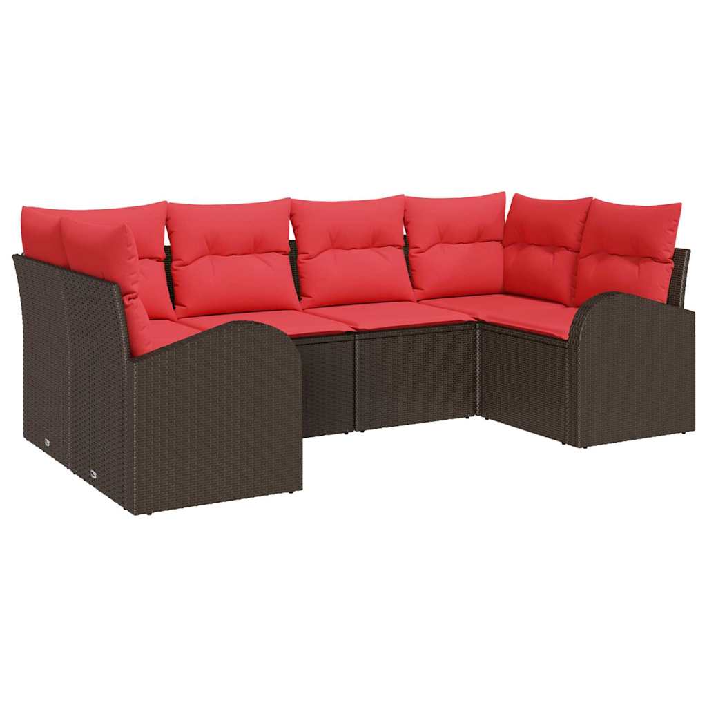 vidaXL Tuin Sofa Set met kussen 6 pcs Bruin Poly Rattan