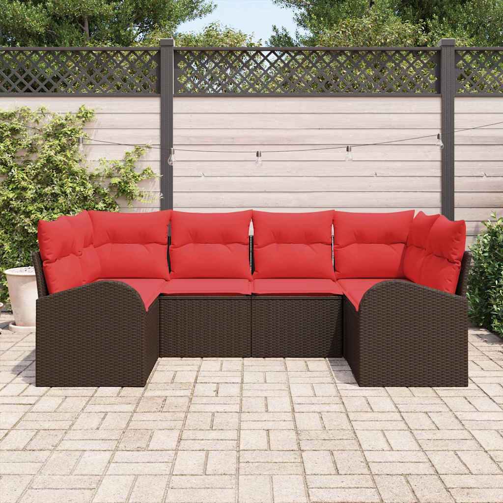 vidaXL Tuin Sofa Set met kussen 6 pcs Bruin Poly Rattan