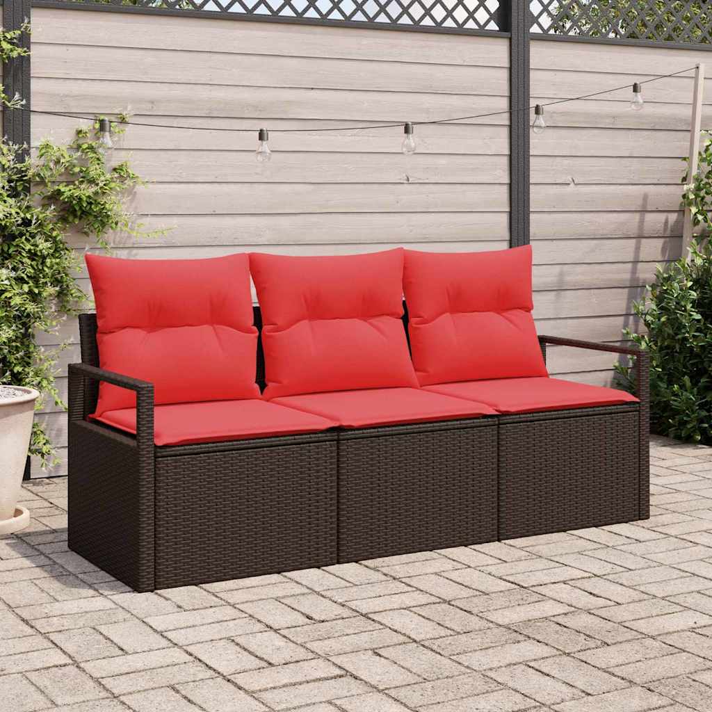 vidaXL Bankstel 3 pcs Bruin poly rattan