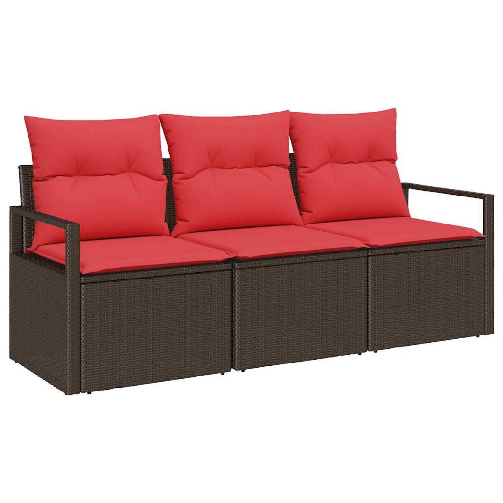 vidaXL Bankstel 3 pcs Bruin poly rattan
