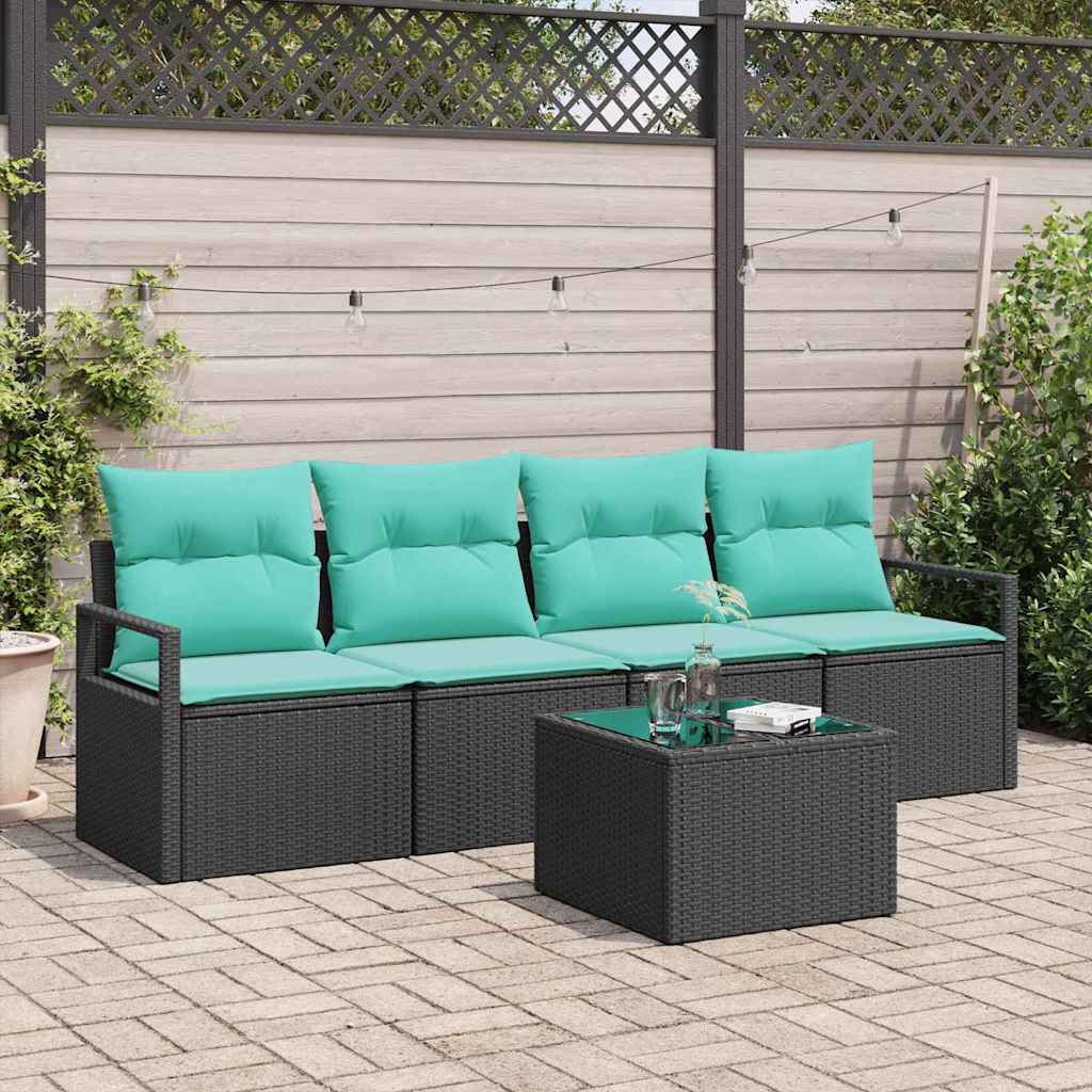 vidaXL Bankstel 5 pcs Bruin en Rood poly rattan