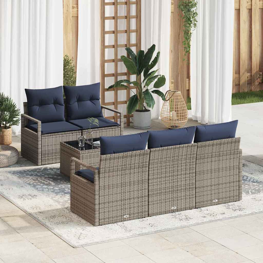 vidaXL Bankstel 6 pcs Bruin en Rood poly rattan
