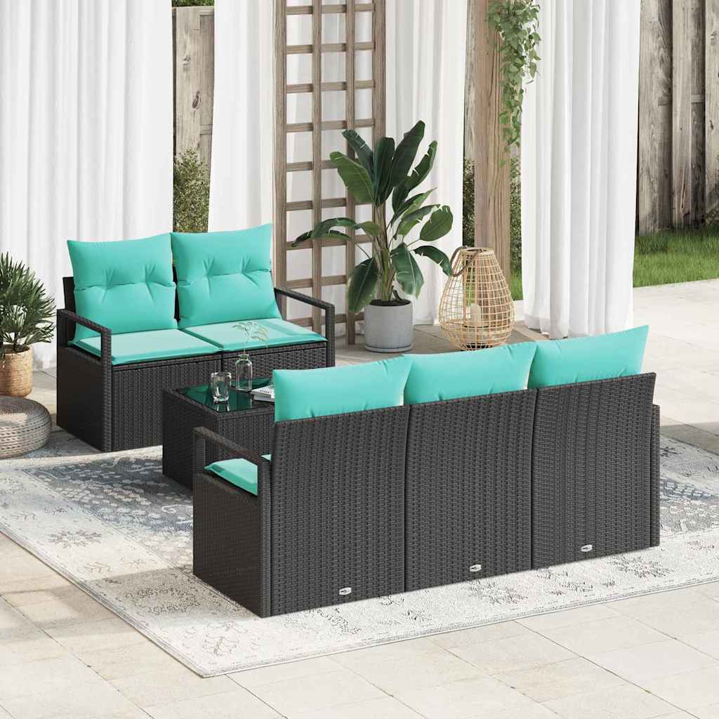 vidaXL Bankstel 6 pcs Bruin en Rood poly rattan
