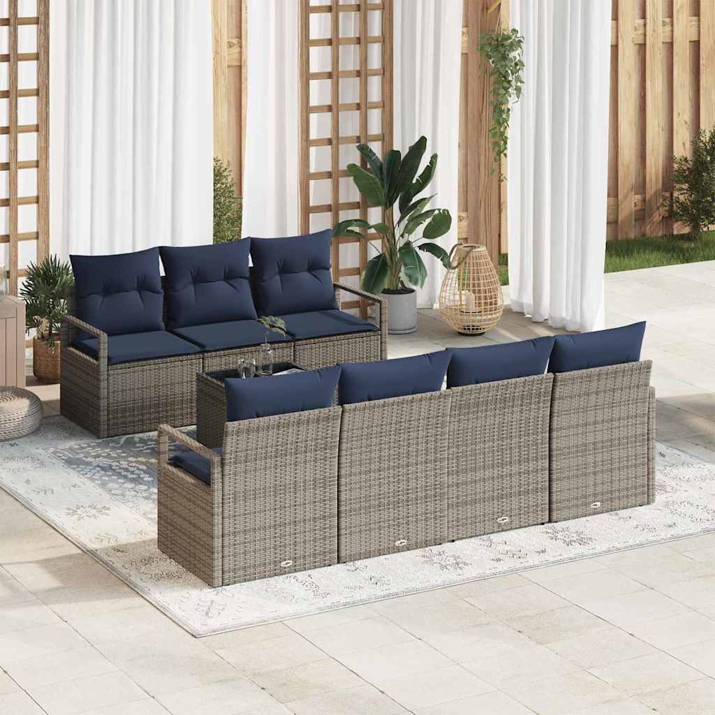 vidaXL Bankstel met kussen 8 pcs Bruin en Rood poly rattan