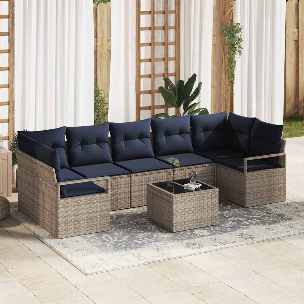 vidaXL Bankstel 8 pcs Bruin en Rood poly rattan