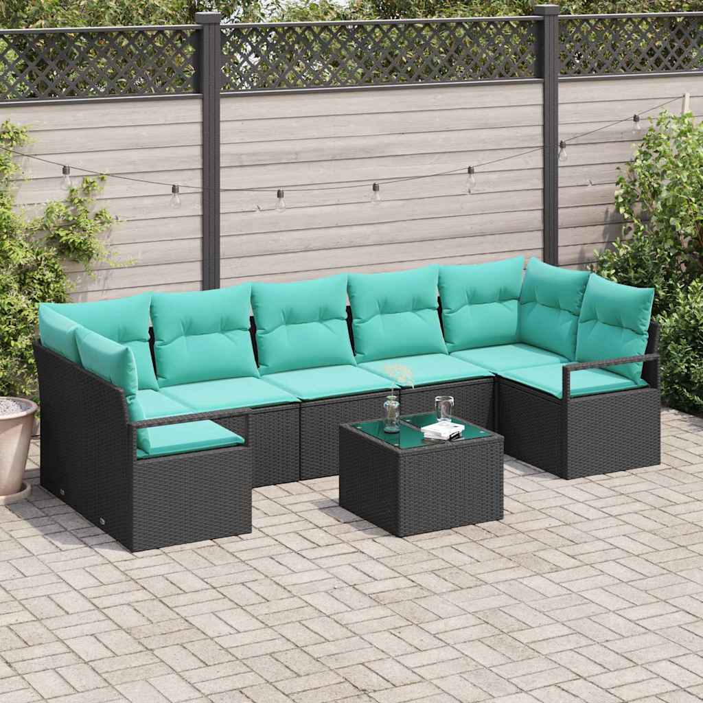 vidaXL Bankstel 8 pcs Bruin en Rood poly rattan