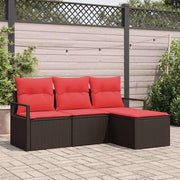 vidaXL Bankstel 4 pcs Bruin poly rattan