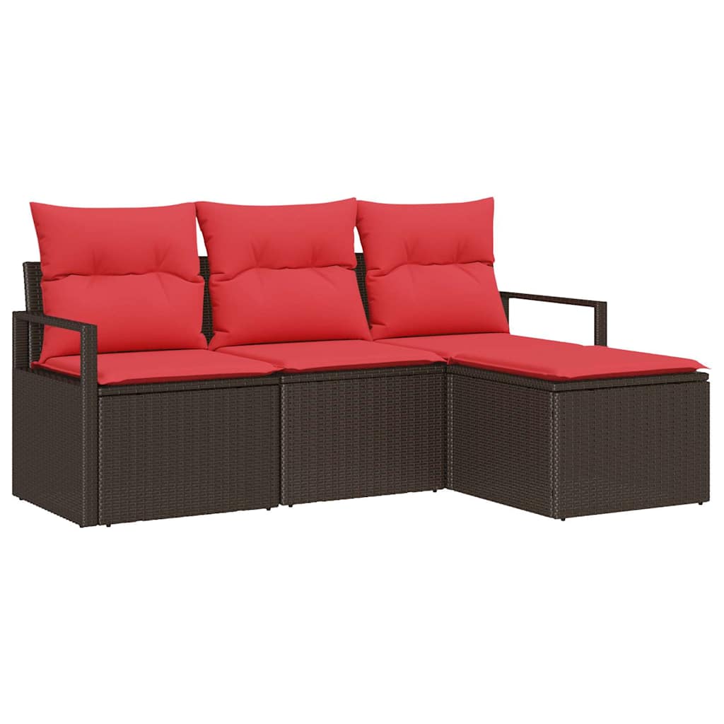 vidaXL Bankstel 4 pcs Bruin poly rattan