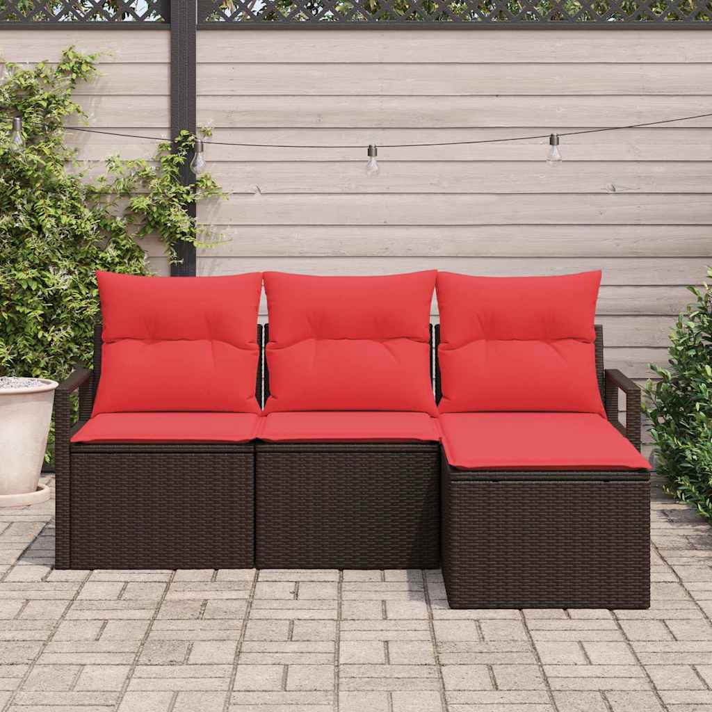 vidaXL Bankstel 4 pcs Bruin poly rattan