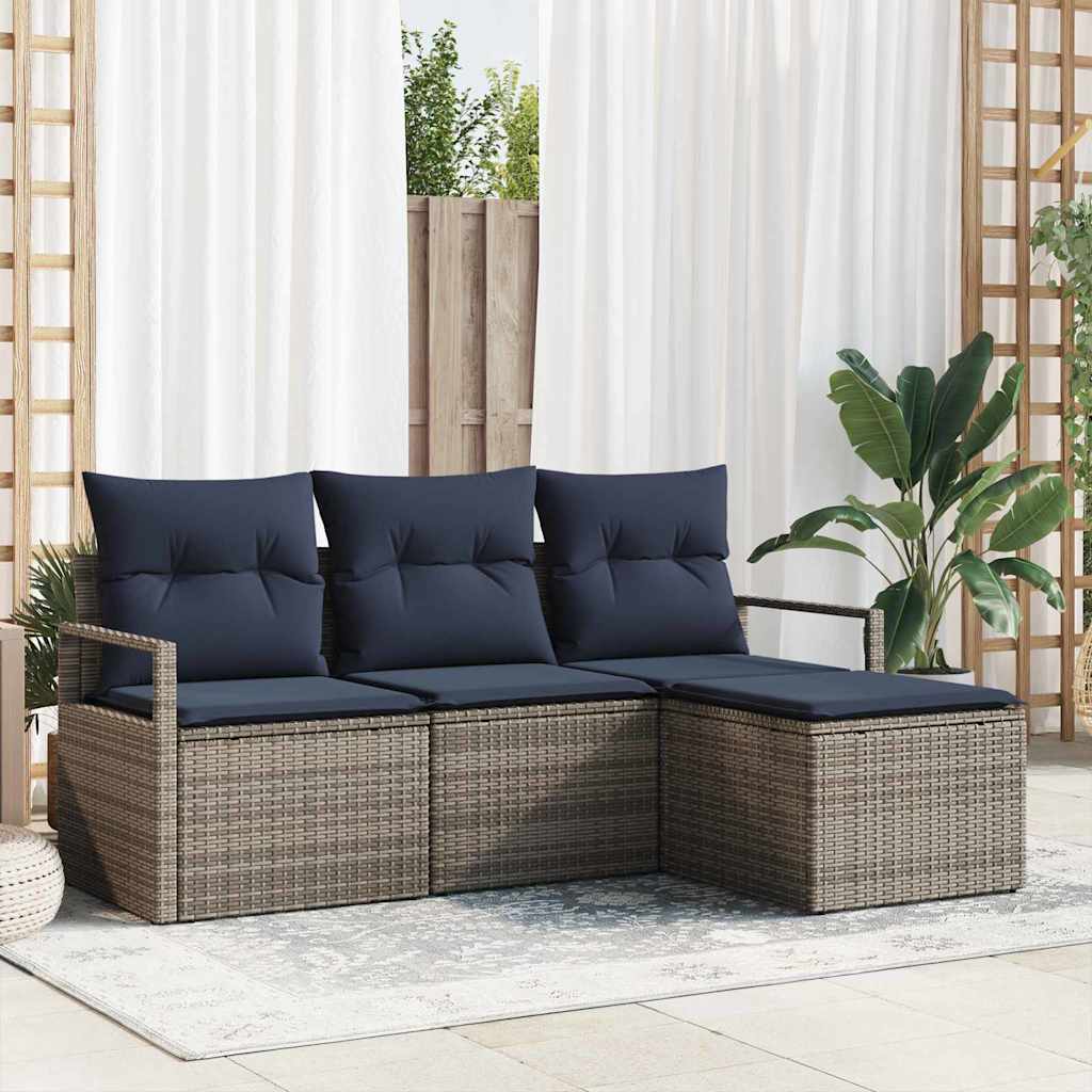 vidaXL Bankstel 4 pcs Bruin poly rattan