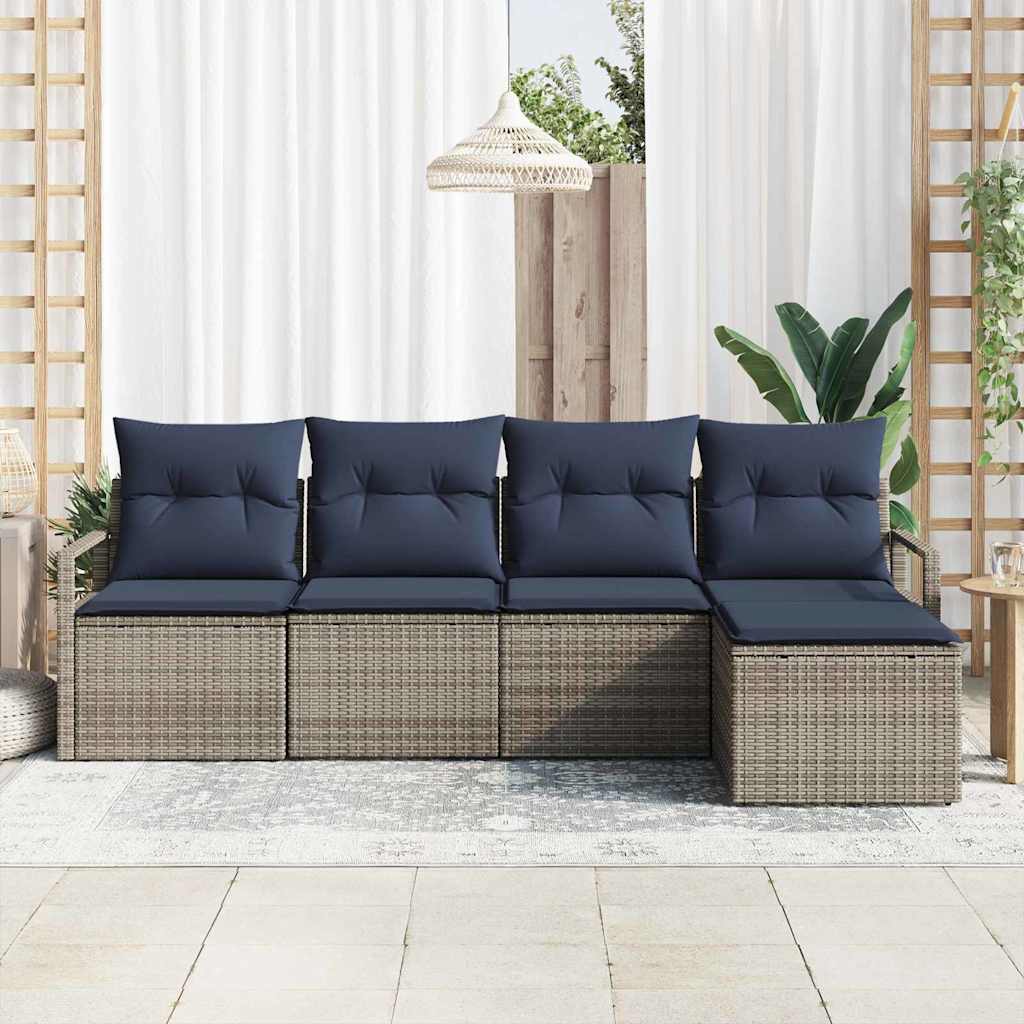 vidaXL Bankstel met kussen 5 pcs Bruin poly rattan
