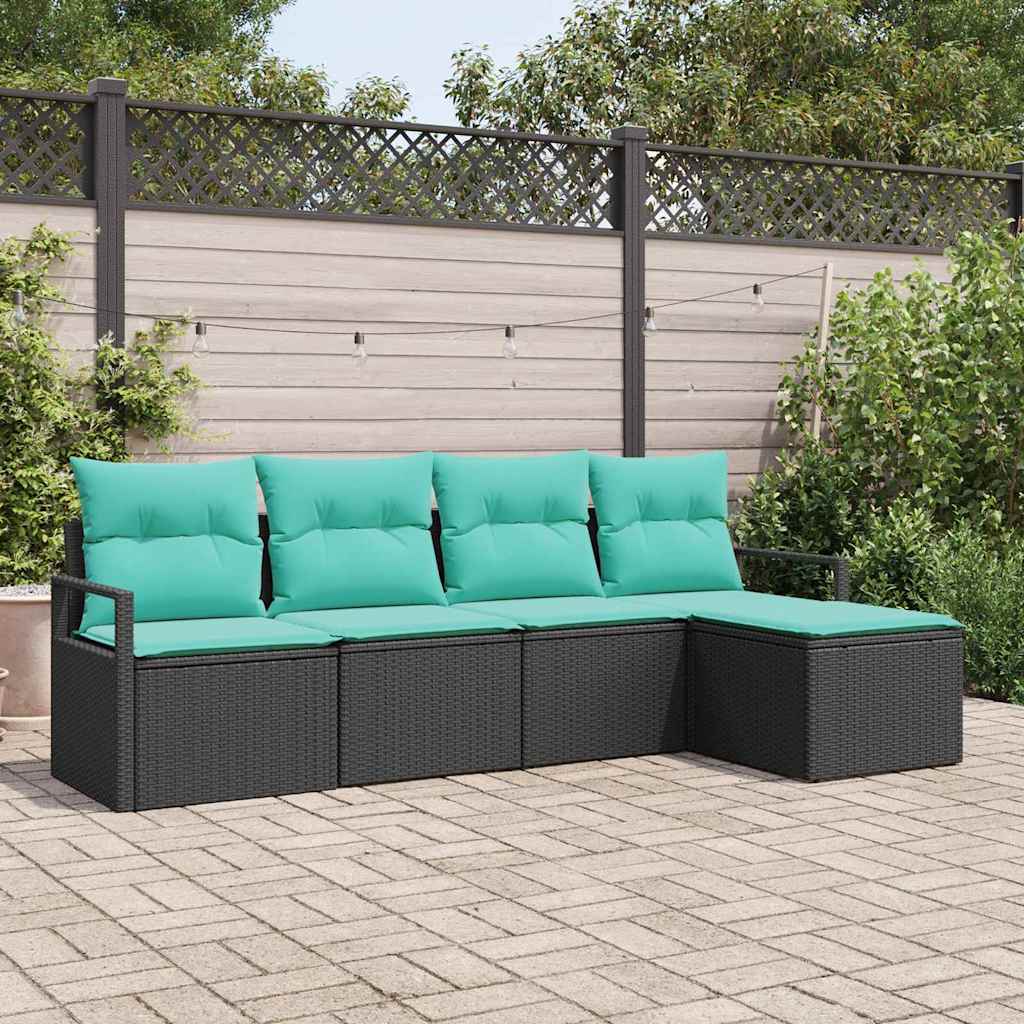 vidaXL Bankstel met kussen 5 pcs Bruin poly rattan