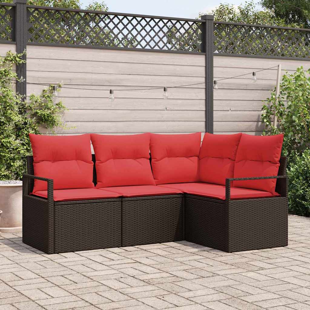 vidaXL Bankstel 4 pcs Bruin poly rattan