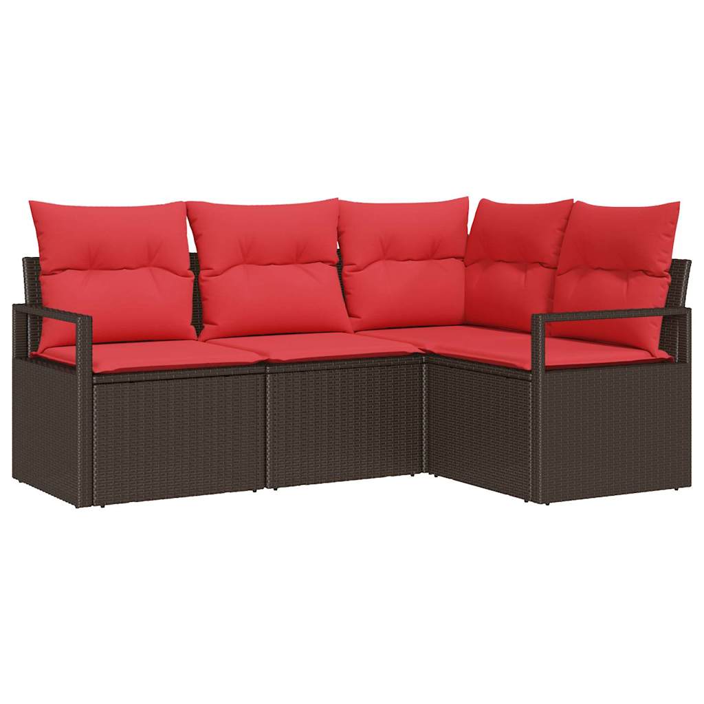 vidaXL Bankstel 4 pcs Bruin poly rattan