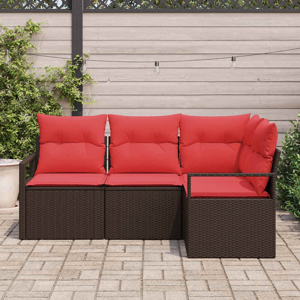 vidaXL Bankstel 4 pcs Bruin poly rattan