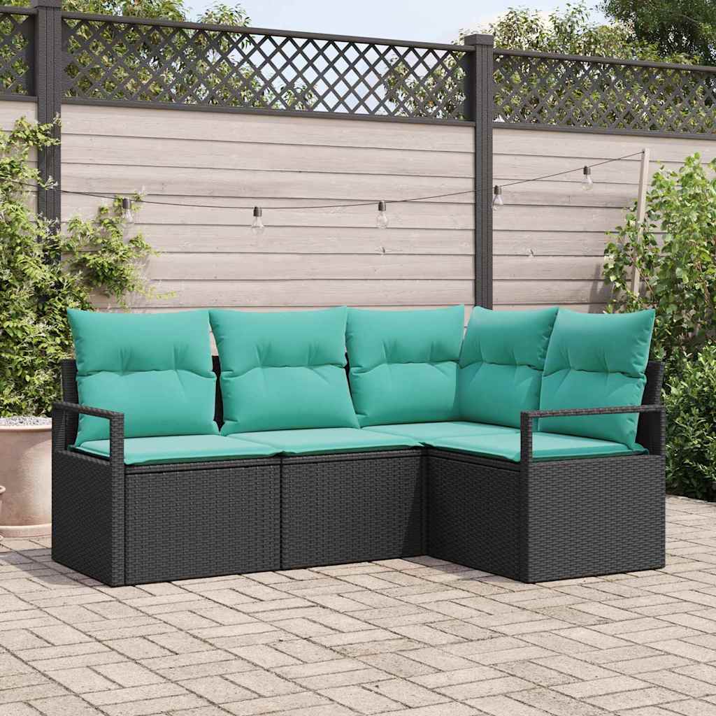 vidaXL Bankstel 4 pcs Bruin poly rattan