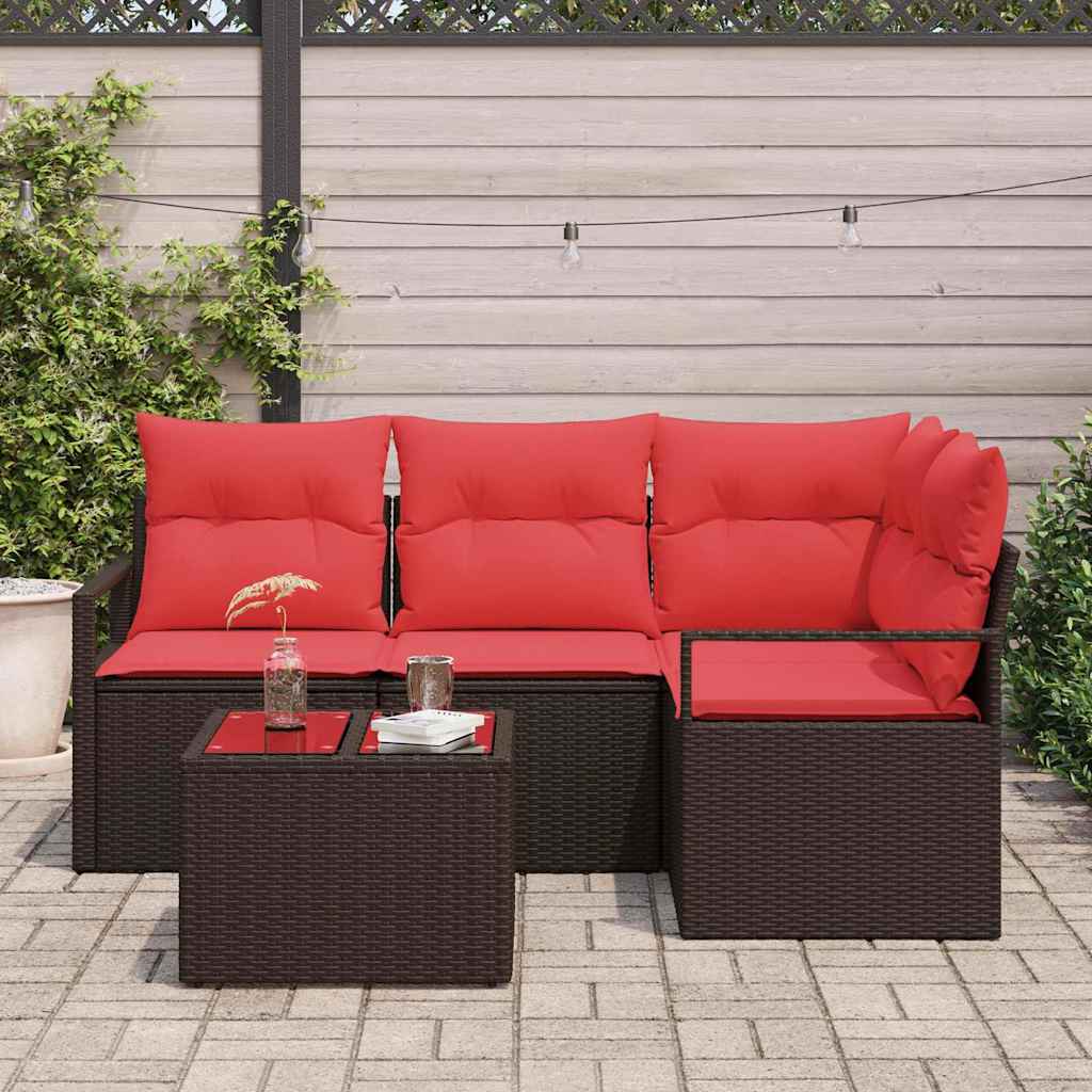 vidaXL Bankstel 4 pcs Bruin poly rattan