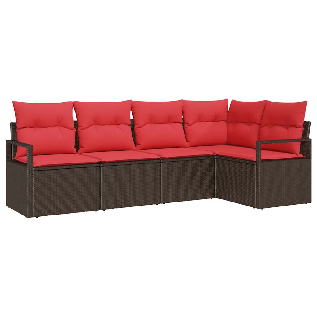 vidaXL Bankstel 5 pcs Bruin poly rattan