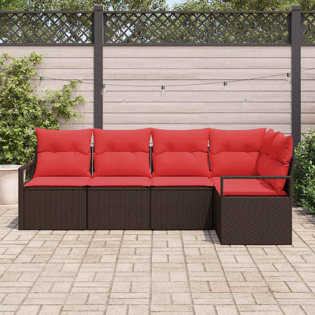 vidaXL Bankstel 5 pcs Bruin poly rattan
